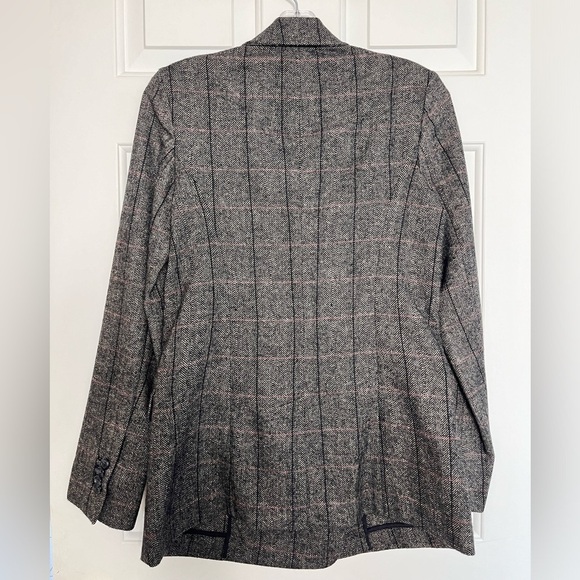 Treasure & Bond Plaid Double-breasted Blazer S Windowpane Herringbone - Picture 11 of 15